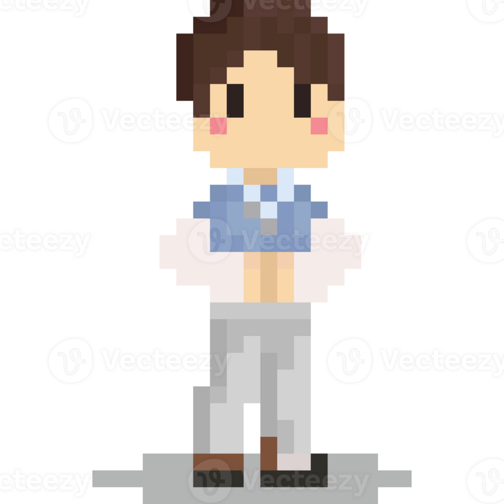 Pixel art korean boy with hanbok cloth character png