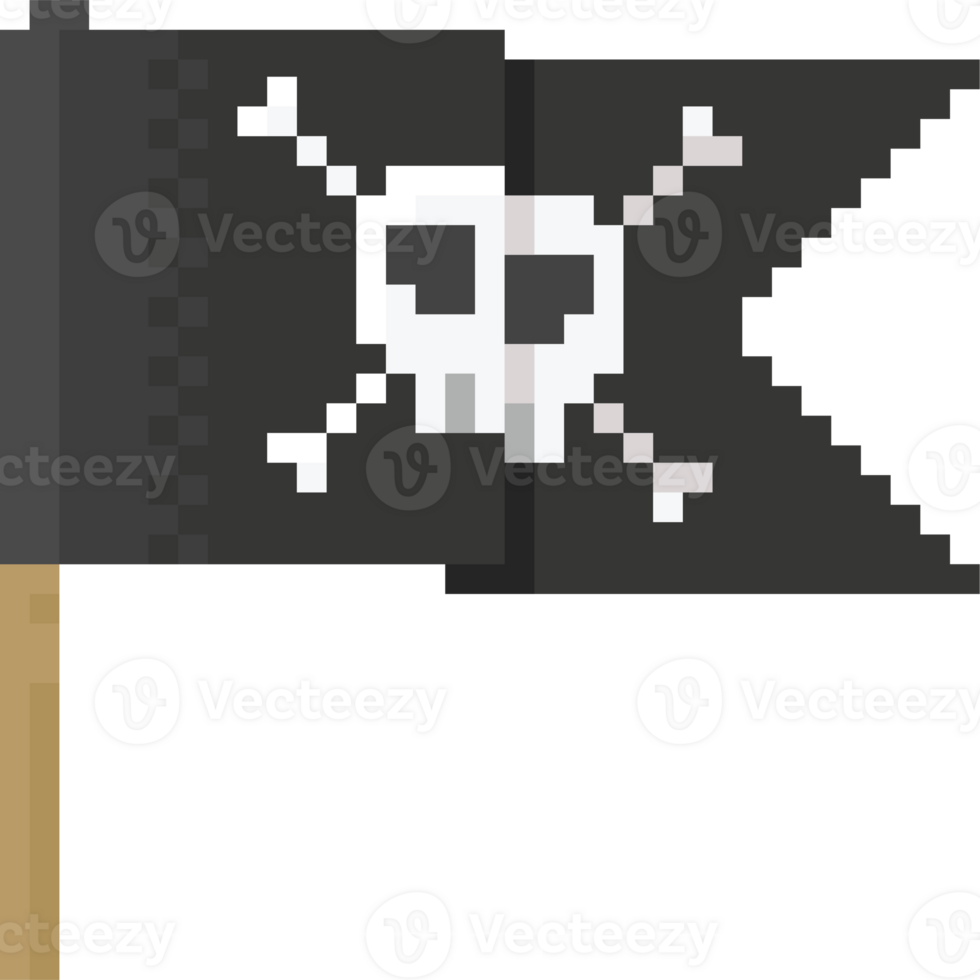 Pixel art black pirate flag png