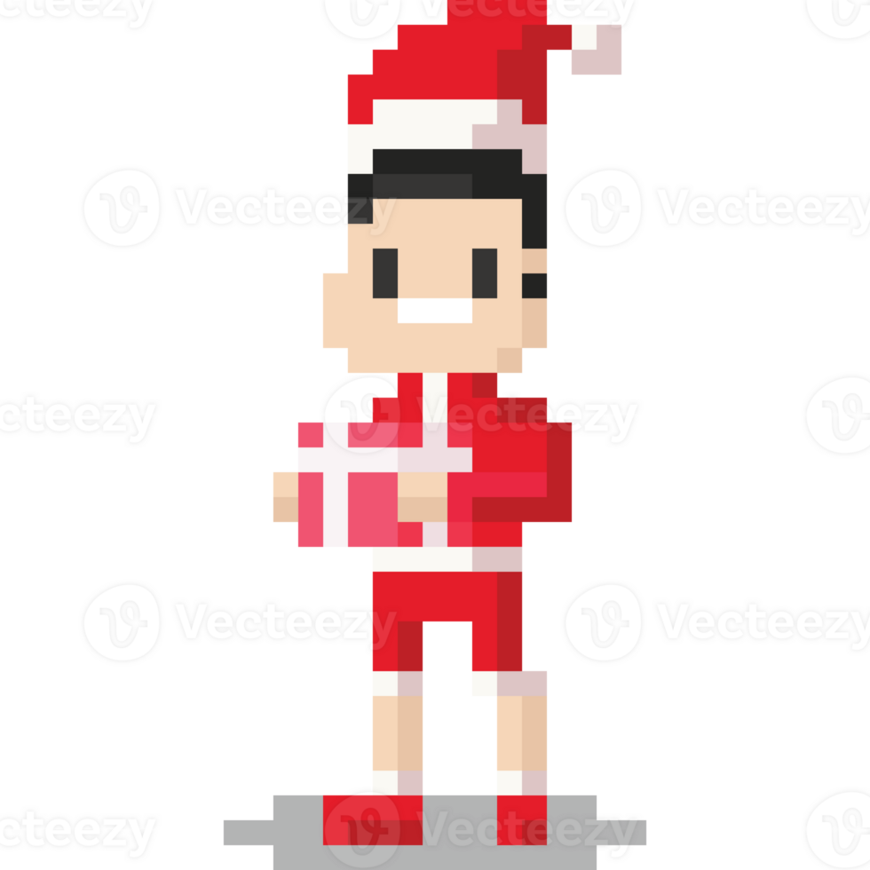 Pixel art man character with christmas cosplay cloth 2 png