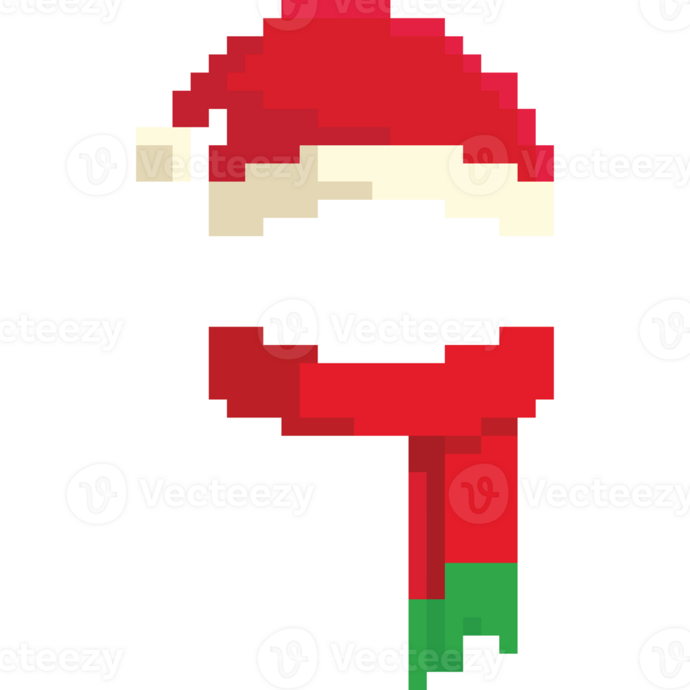 Pixel art santa claus hat scarf png