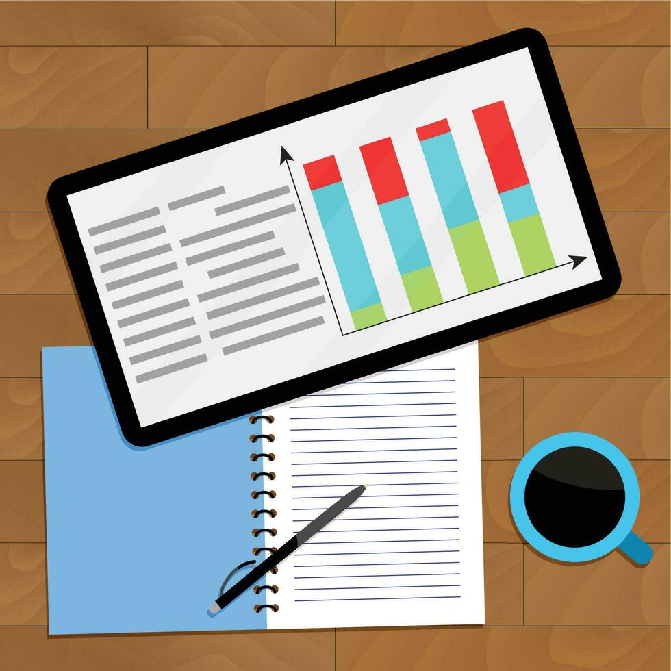 Chart statistical research, vector financial analytics information illustration