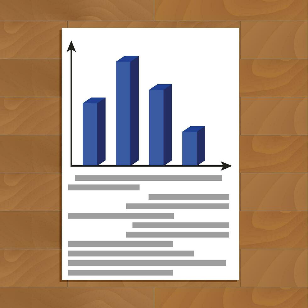 Annual report file with color infograph trend, vector illustration