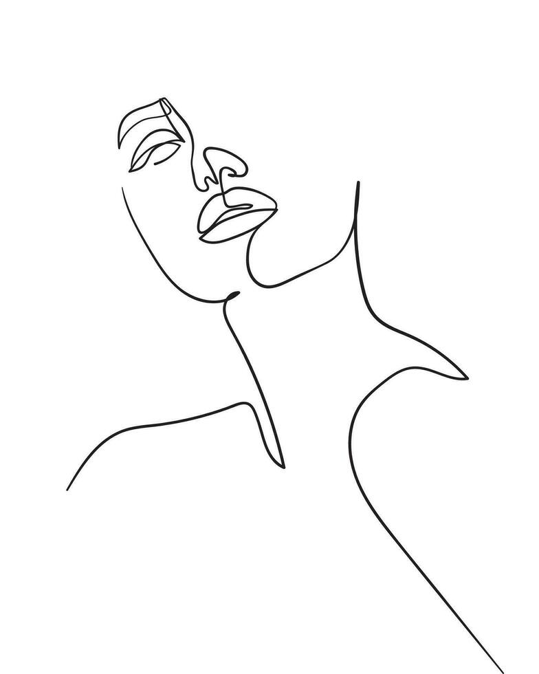 One line drawing face and body. Modern minimalism art. - Vector illustration