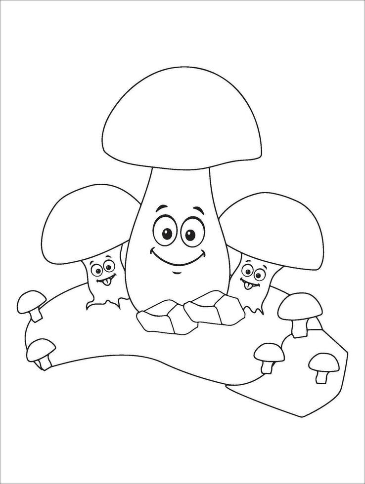 MobileMushroom Coloring Pages for kids. Fantasy Illustration for coloring page adult. vector