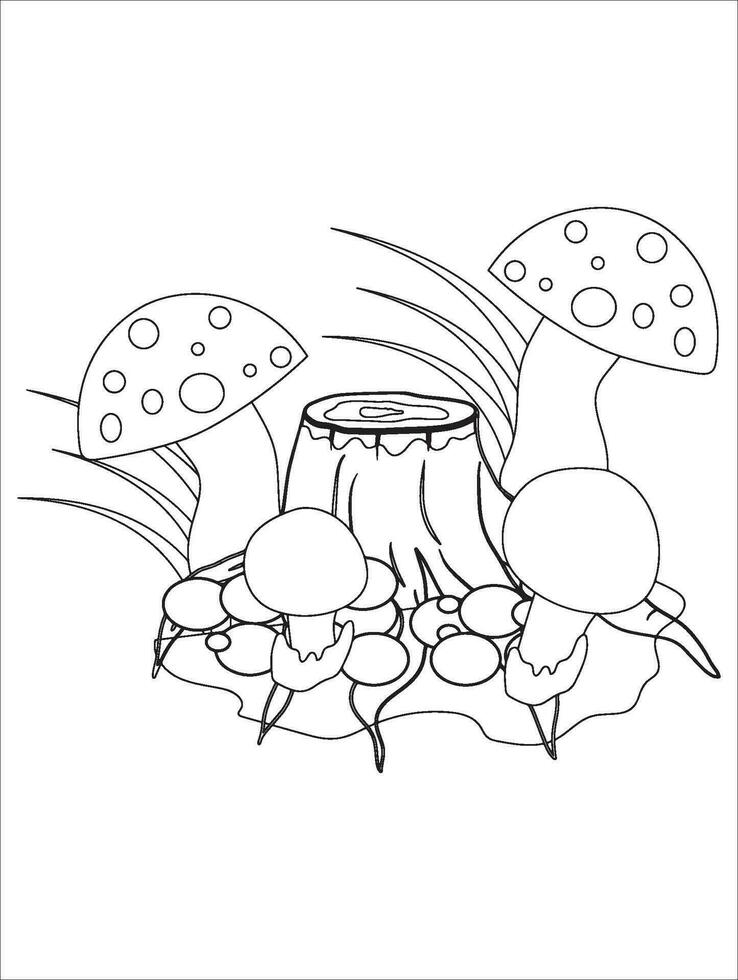 MobileMushroom Coloring Pages for kids. Fantasy Illustration for coloring page adult. vector