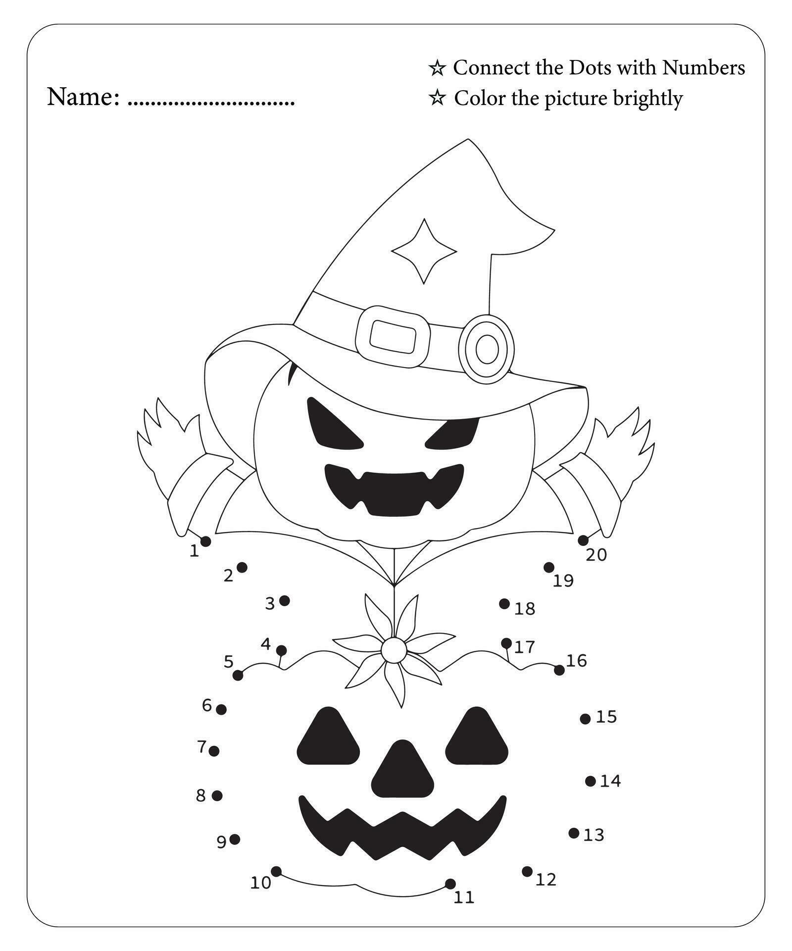 Halloween Dot To Dot Pages for kids Halloween Coloring Pages