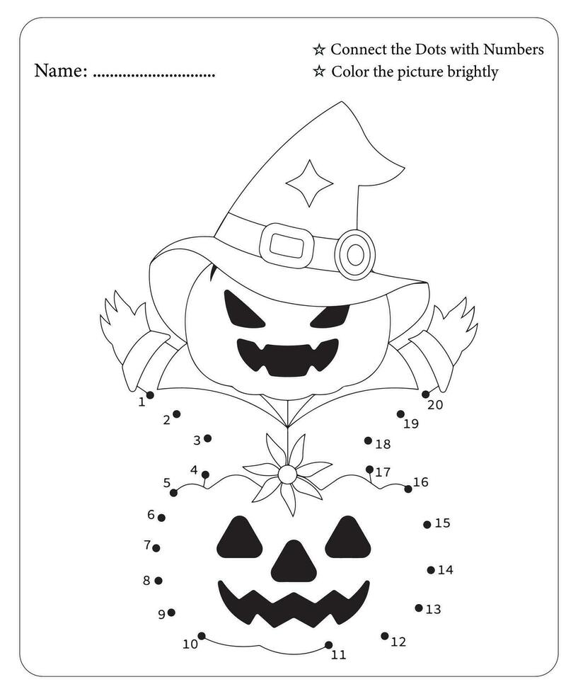 Halloween Dot To Dot Pages for kids, Halloween Coloring Pages, Halloween Vector