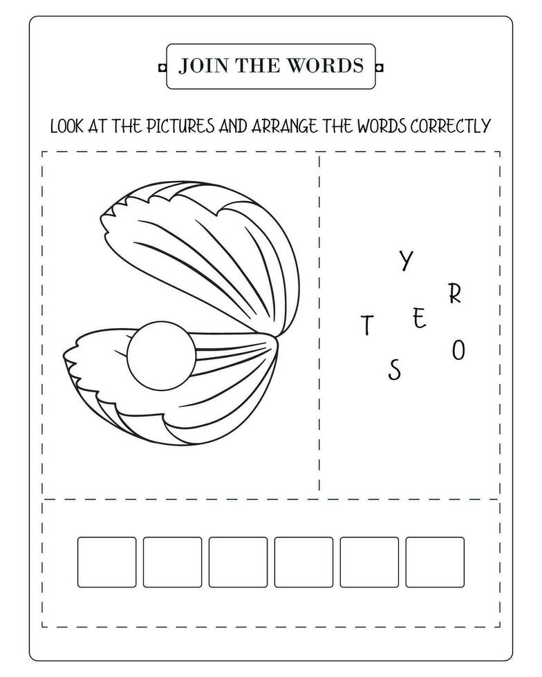 Arrange The Word Correctly Kids Worksheet, Word Teaching Material Kids Worksheet, Teaching Material for Children vector