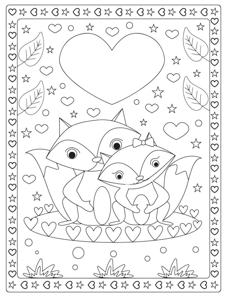 Valentine Day Coloring Pages vector