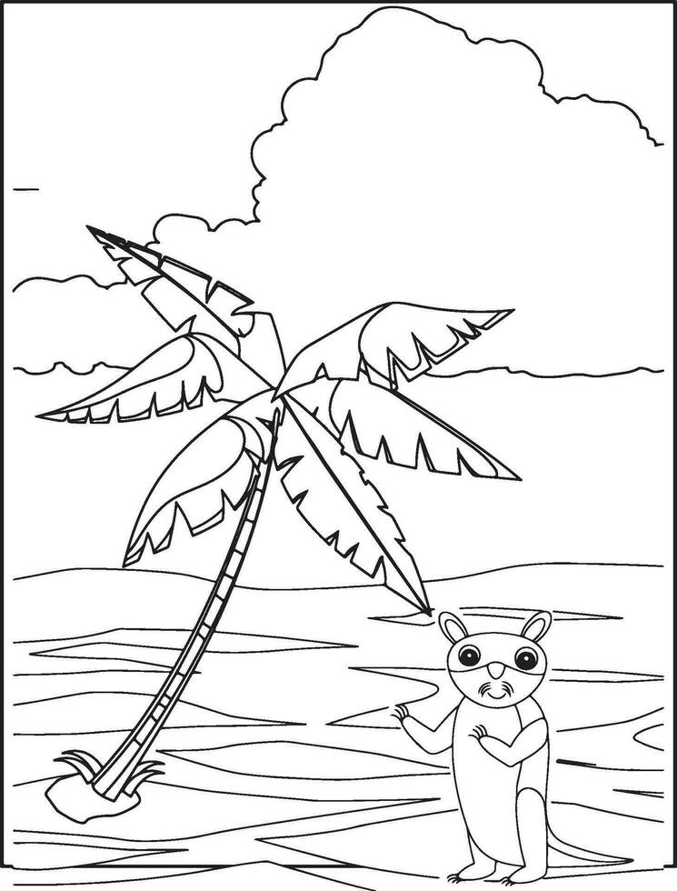 Sea otter coloring page for Kids premium vector