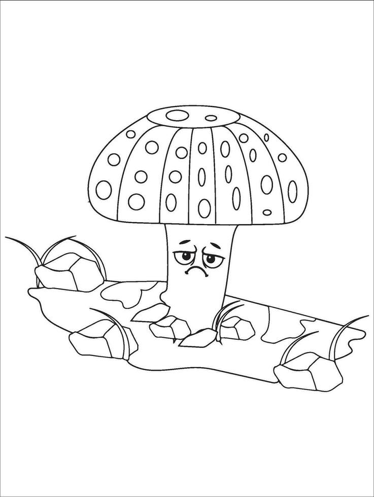 MobileMushroom Coloring Pages for kids. Fantasy Illustration for coloring page adult. vector