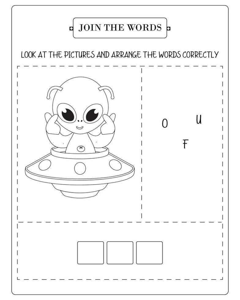 Arrange The Word Correctly Kids Worksheet, Word Teaching Material Kids Worksheet, Teaching Material for Children vector