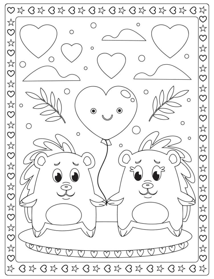 Valentine Day Coloring Pages vector