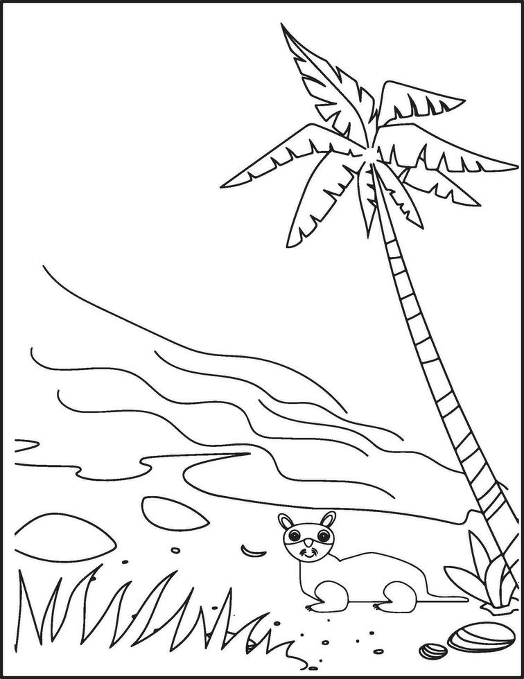 Sea otter coloring page for Kids premium vector