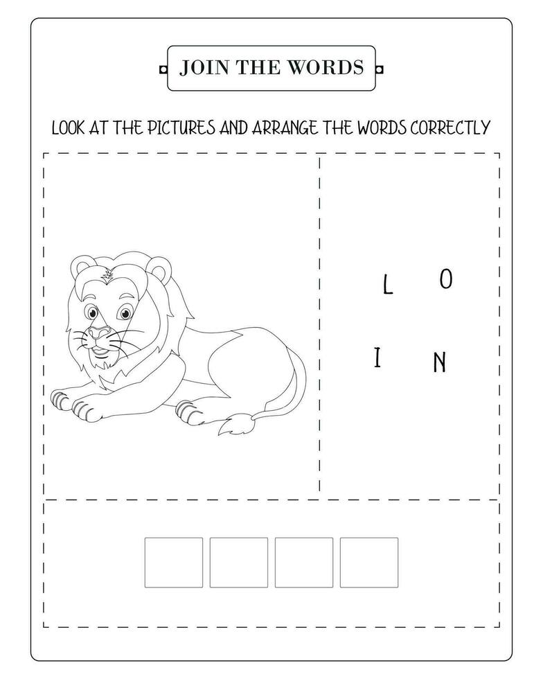 Arrange The Word Correctly Kids Worksheet, Word Teaching Material Kids Worksheet, Teaching Material for Children vector
