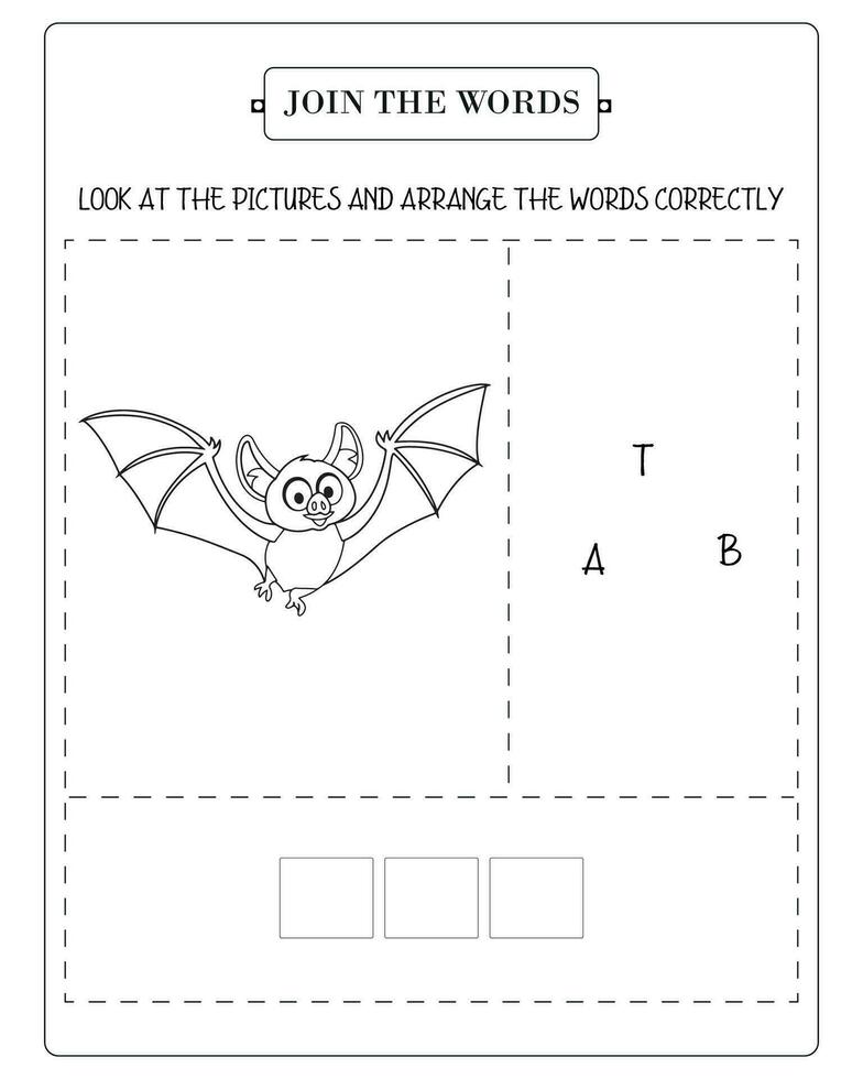 Arrange The Word Correctly Kids Worksheet, Word Teaching Material Kids Worksheet, Teaching Material for Children vector