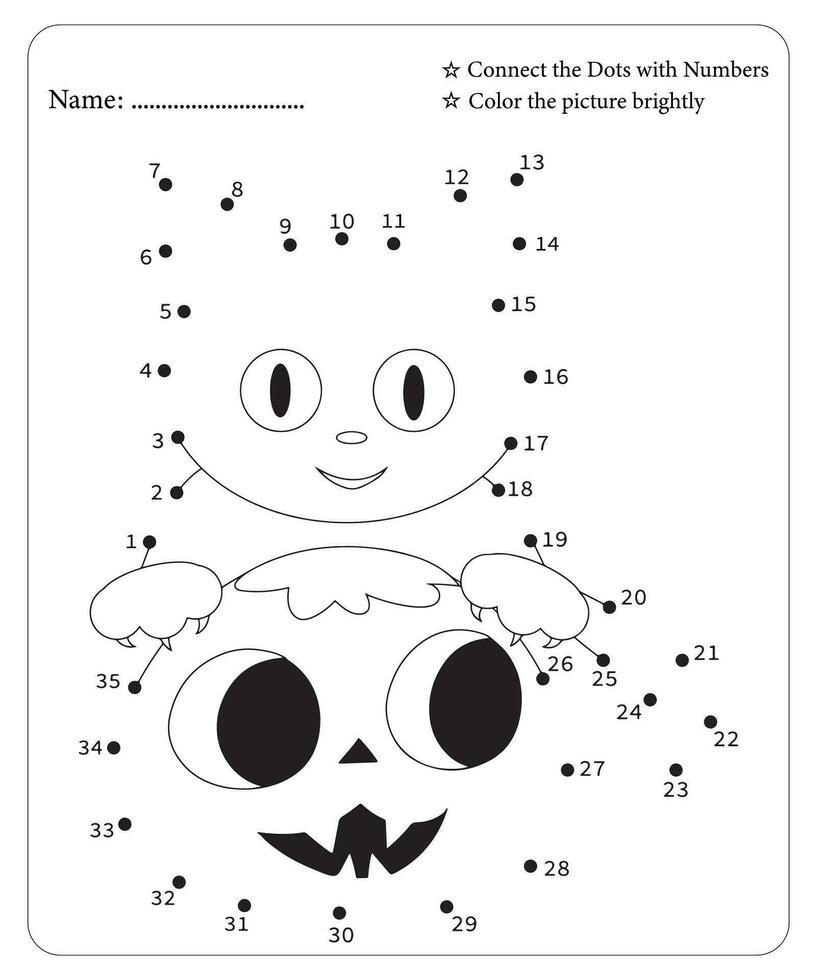 Halloween Dot To Dot Pages for kids, Halloween Coloring Pages, Halloween Vector