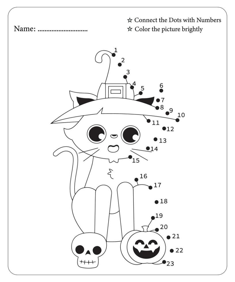 Halloween Dot To Dot Pages for kids, Halloween Coloring Pages, Halloween Vector