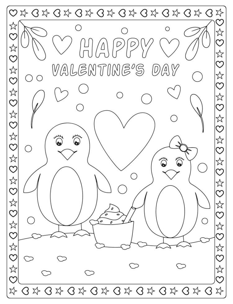 Valentine Day Coloring Pages vector