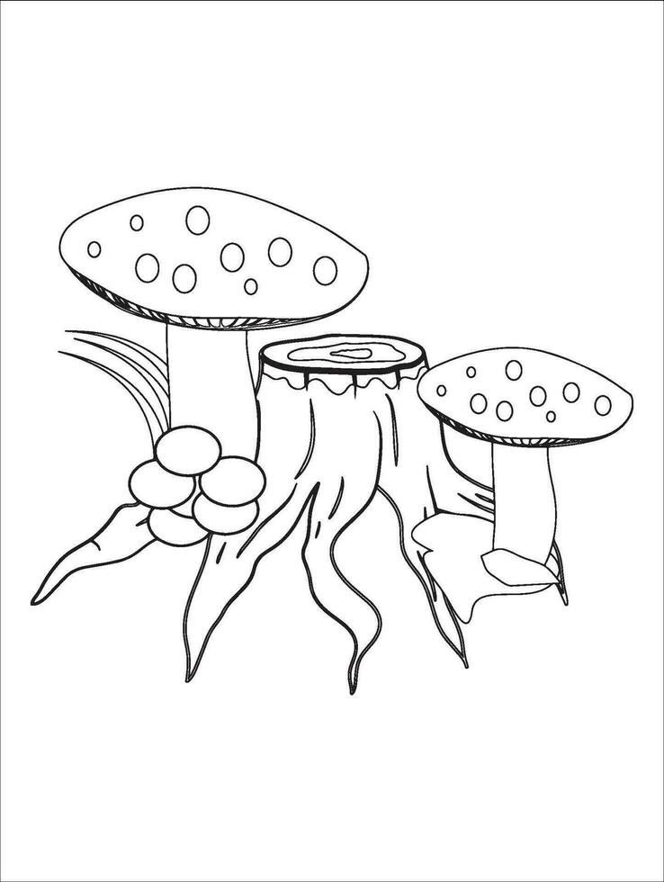 MobileMushroom Coloring Pages for kids. Fantasy Illustration for coloring page adult. vector