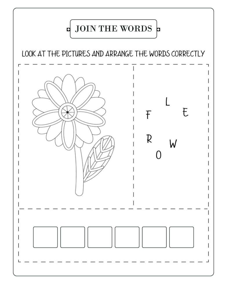 Arrange The Word Correctly Kids Worksheet, Word Teaching Material Kids Worksheet, Teaching Material for Children vector