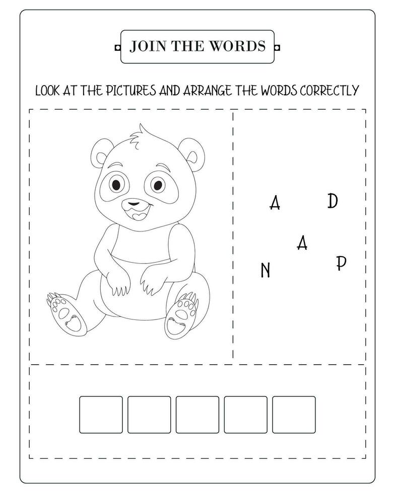 Arrange The Word Correctly Kids Worksheet, Word Teaching Material Kids Worksheet, Teaching Material for Children vector