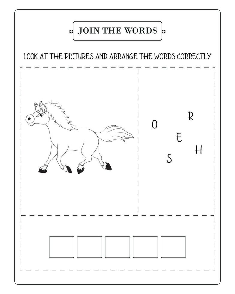 Arrange The Word Correctly Kids Worksheet, Word Teaching Material Kids Worksheet, Teaching Material for Children vector
