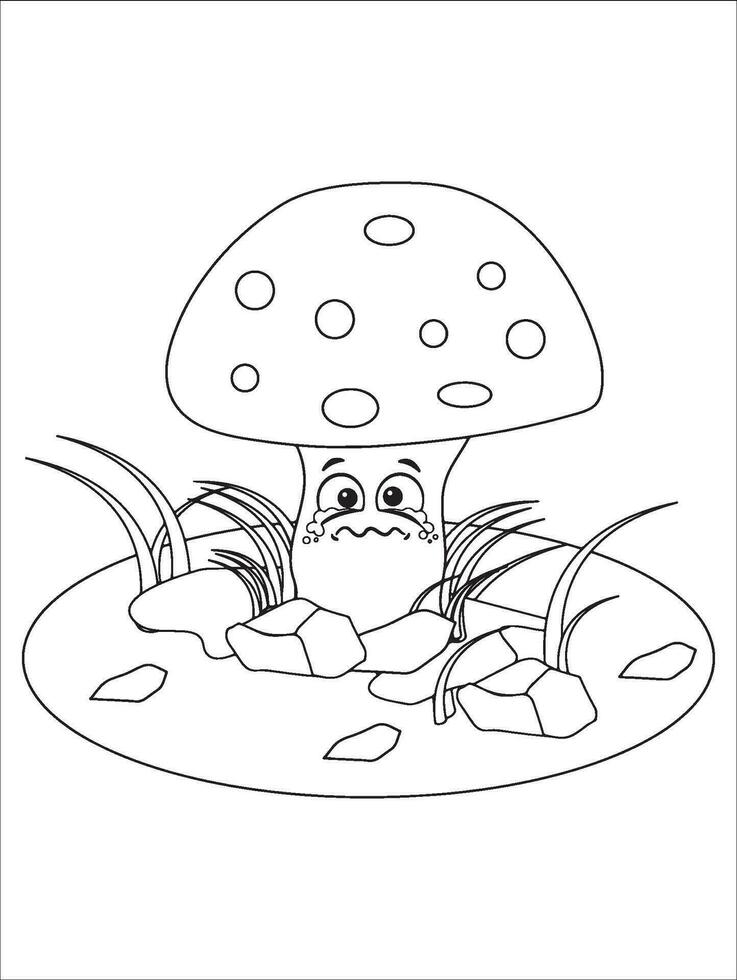 MobileMushroom Coloring Pages for kids. Fantasy Illustration for coloring page adult. vector