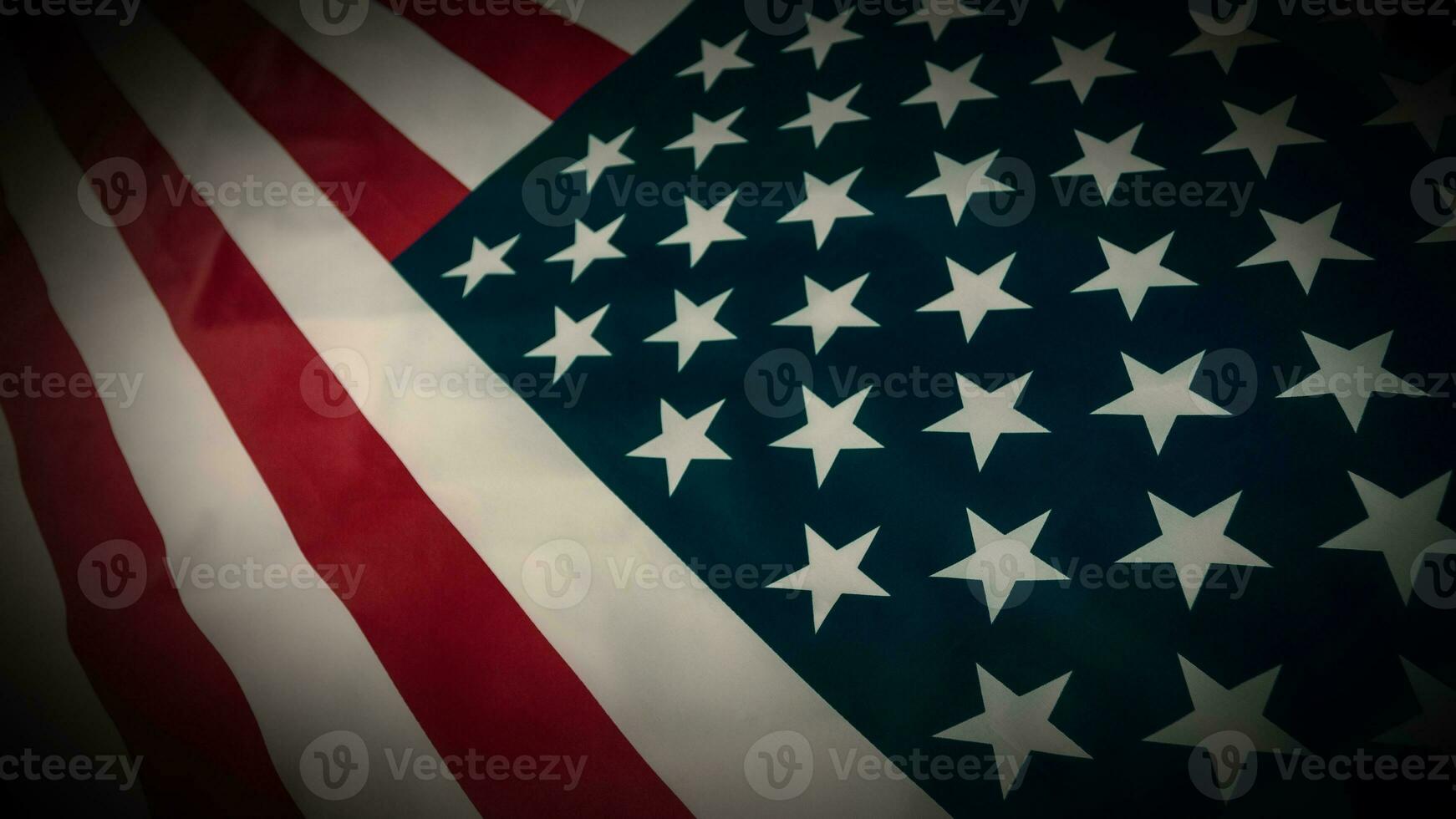 Close-up american flag, USA flag background with copy space. Top view photo