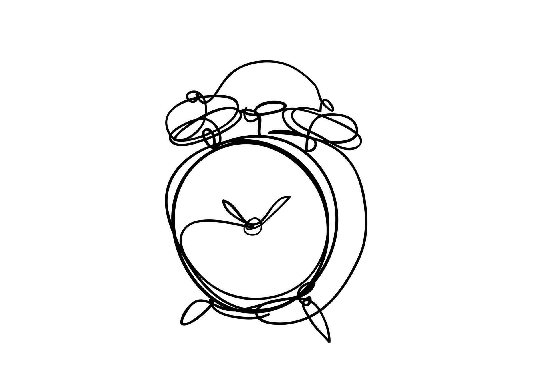 Alarm clock, line drawing style, continuous line art , vector