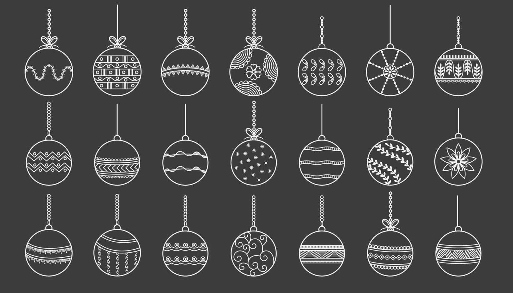 Christmas ball line icon.Set of simple christmas balls isolated on gray background.Holiday christmas decoration vector