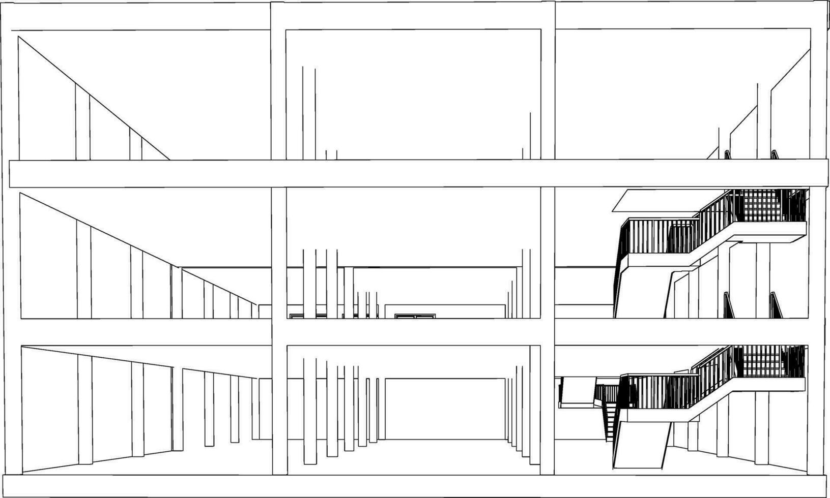 3D illustration of building structure vector