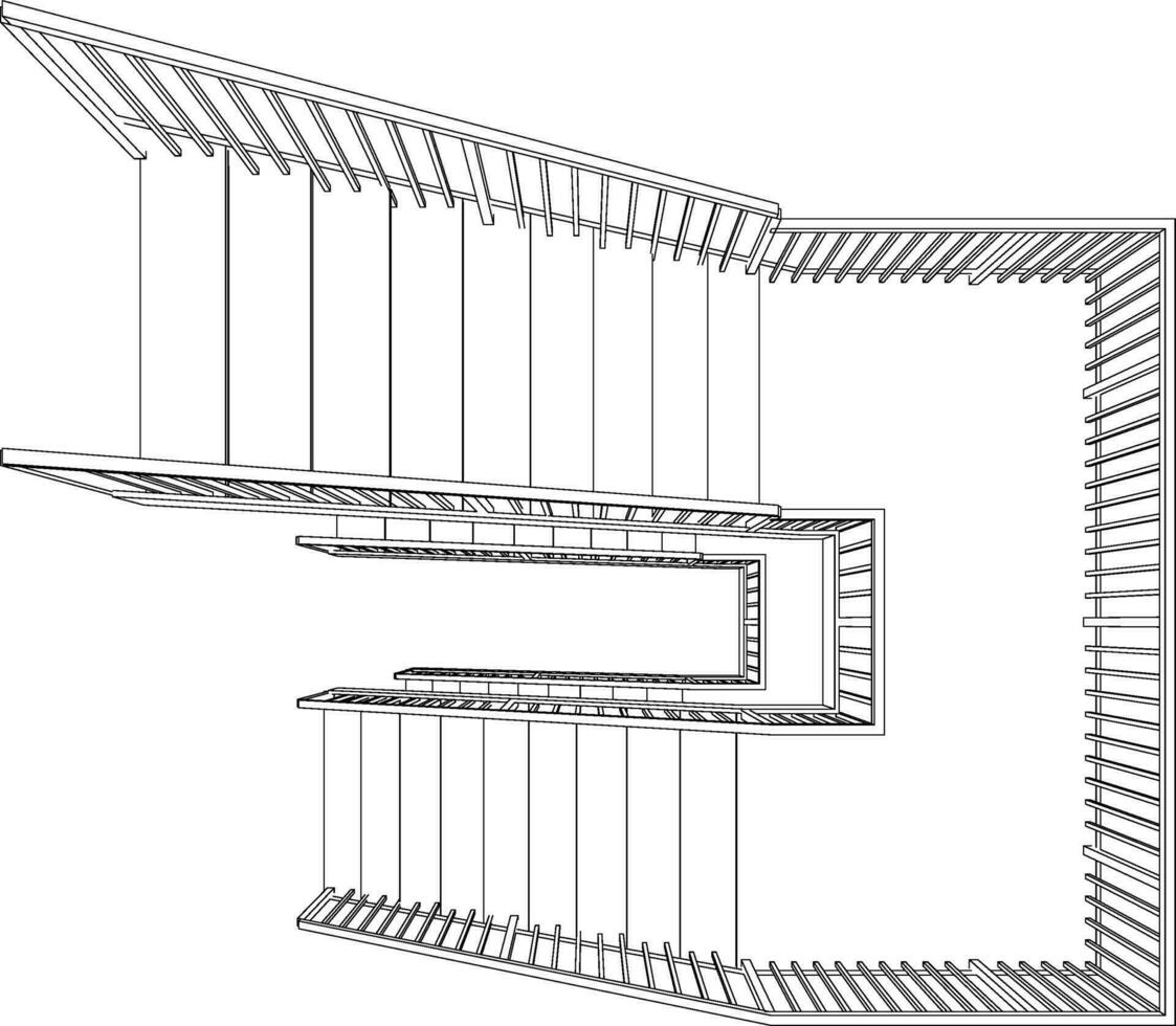 3D illustration of building structure vector