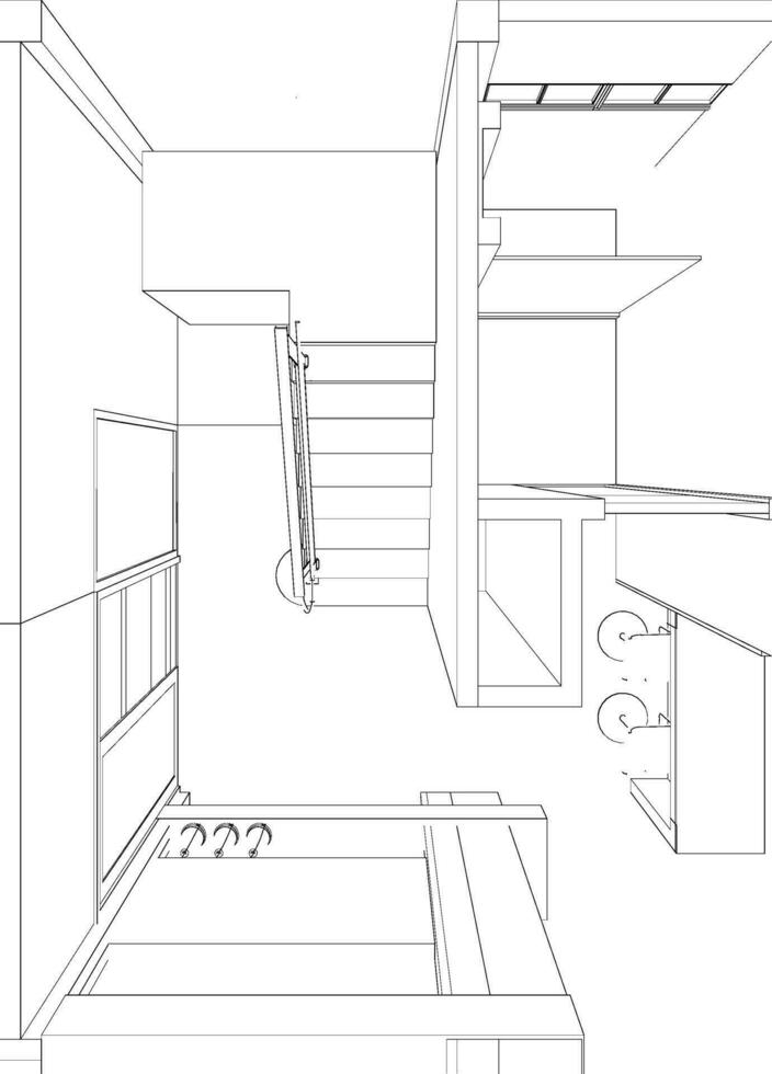 3D illustration of plan interior vector