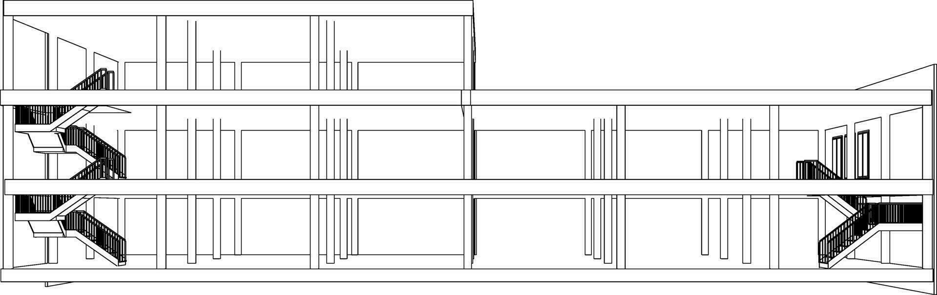 3D illustration of building structure vector