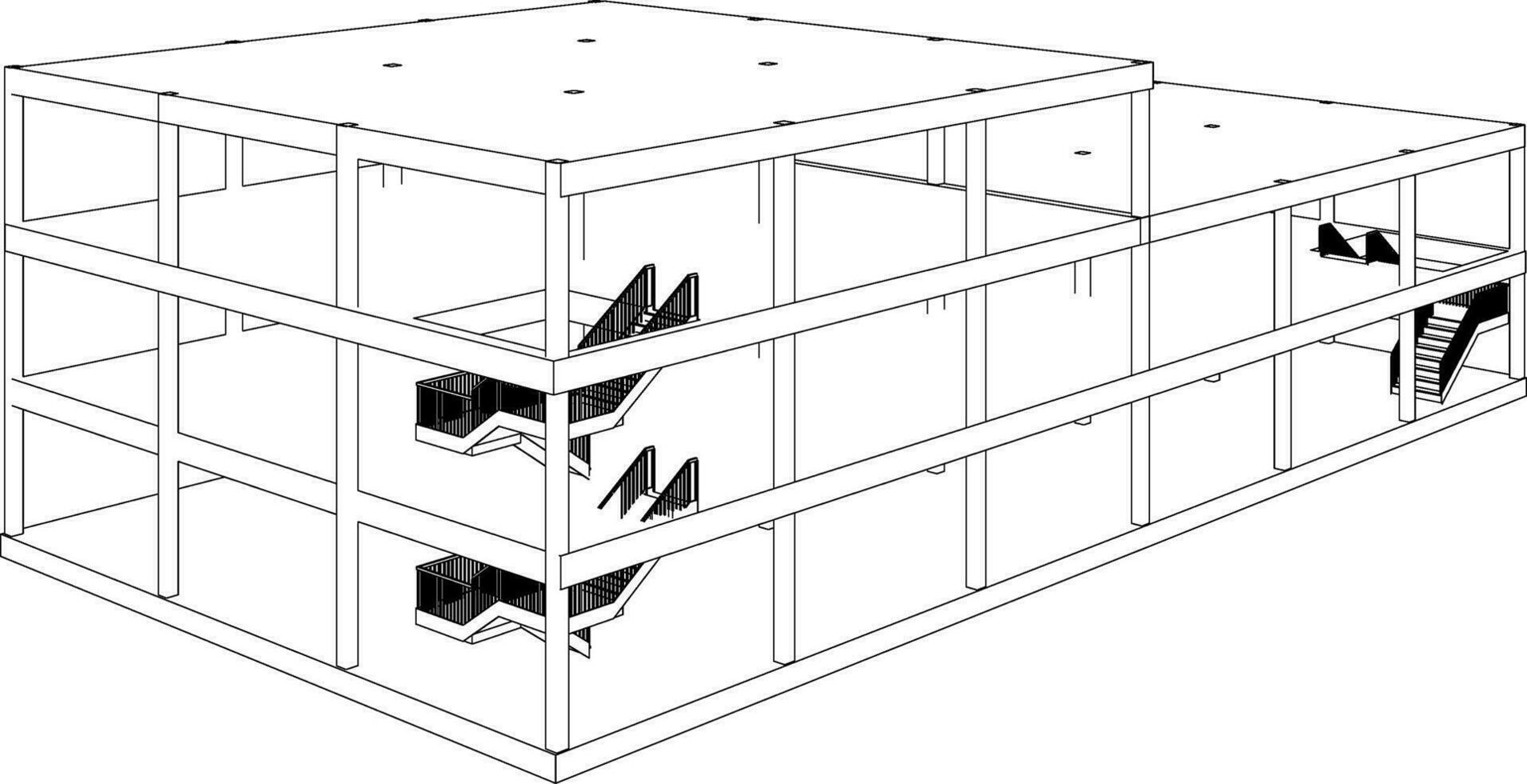 3d ilustración de edificio estructura vector