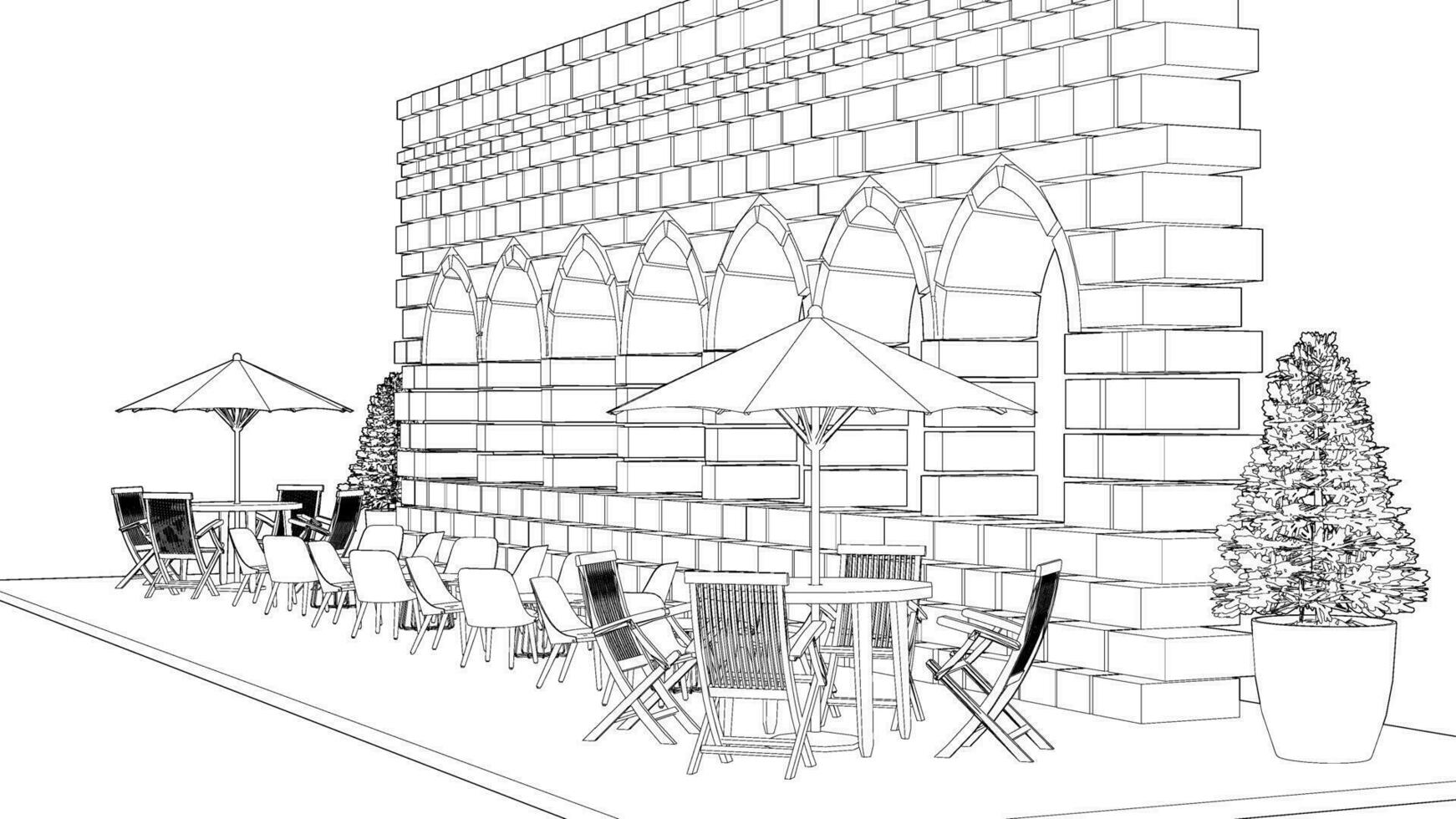3D illustration of coffee shop vector