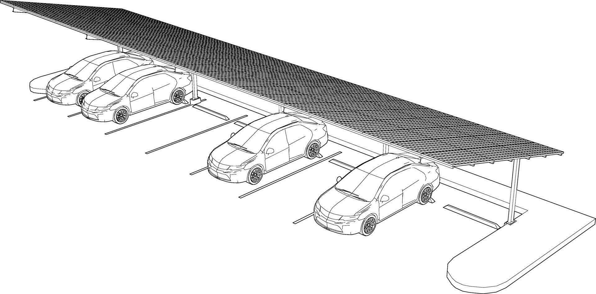 3d ilustración de solar cochera vector