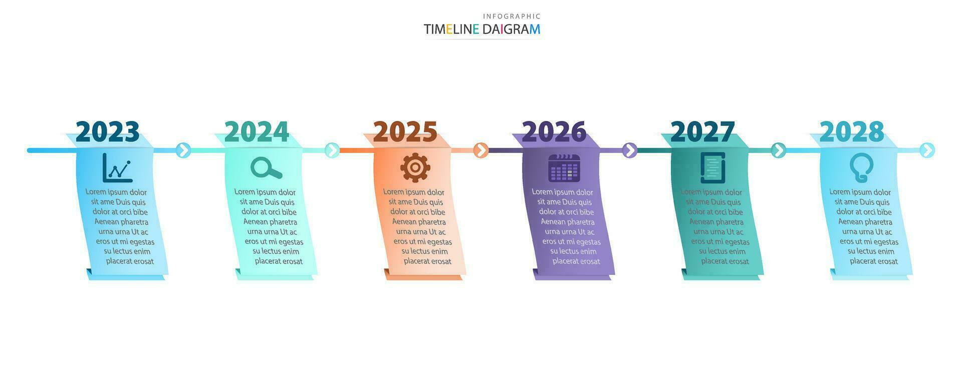Modern timeline infographic template with 6 options for business graphics vector