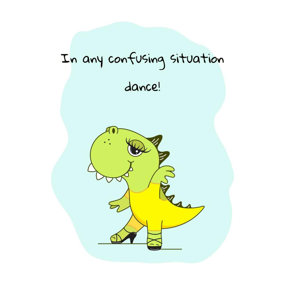 A cute dinosaur doing a Latin dance vector