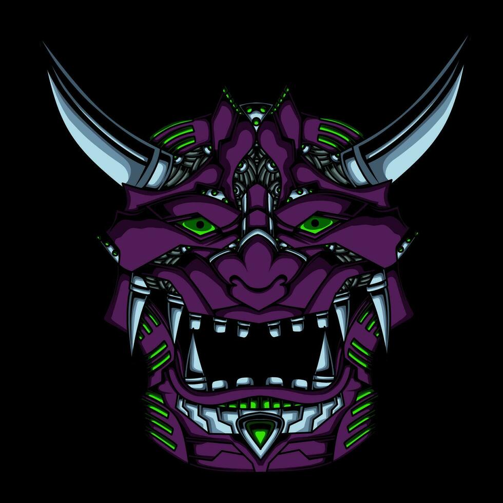 an illustration of an oni head robot vector