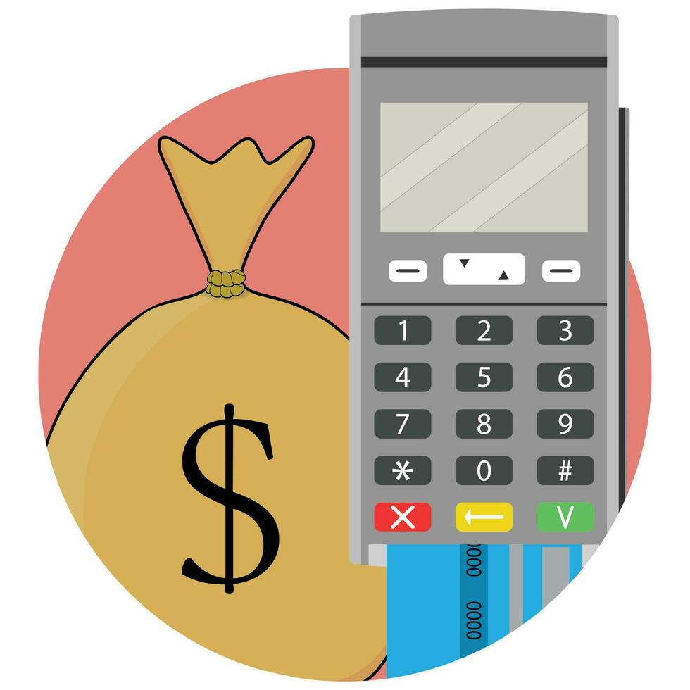 Payment and transfer of money by credit card and terminal. Send money and remittance, bank transfer and money transaction, vector illustration