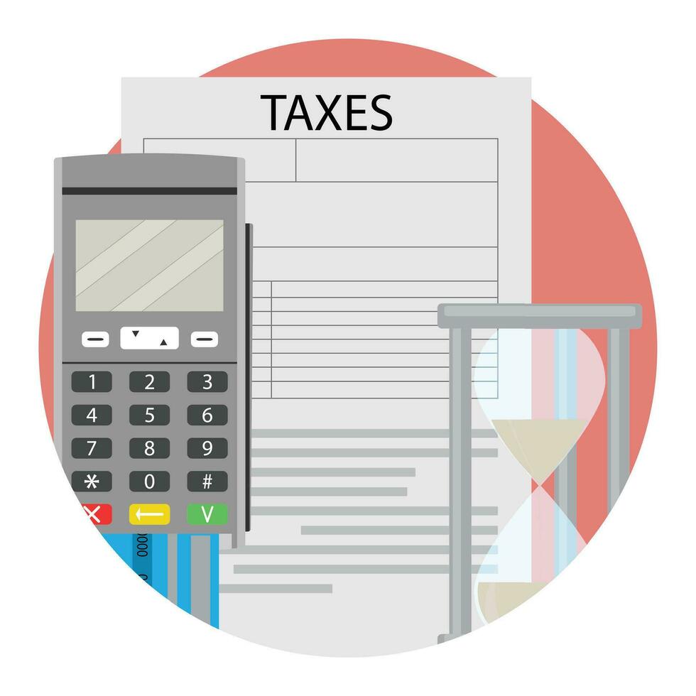Icon time to pay taxes. Tax preparation sign icons. Vector illustration