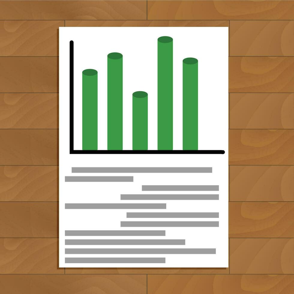 Document with diagramm. Business infochart trend on corporate paper document, vector illustration