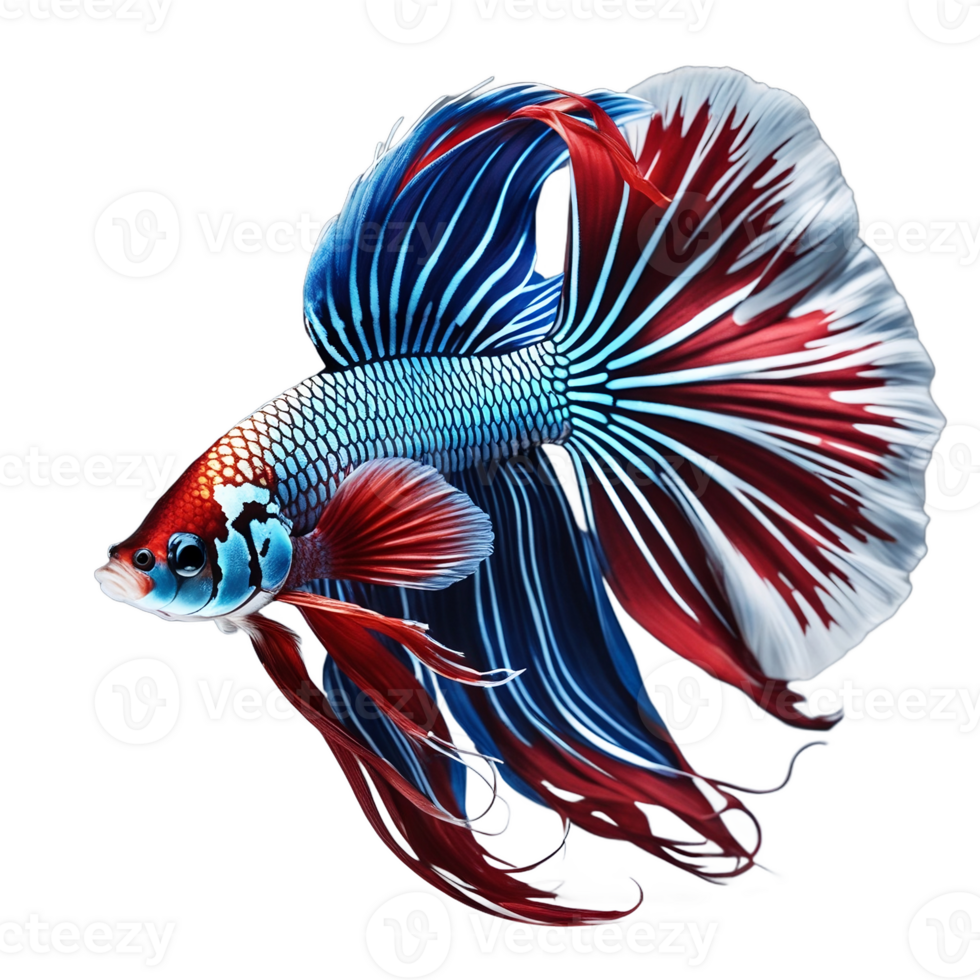 siamese fighting fish, transparent background, Generative AI png