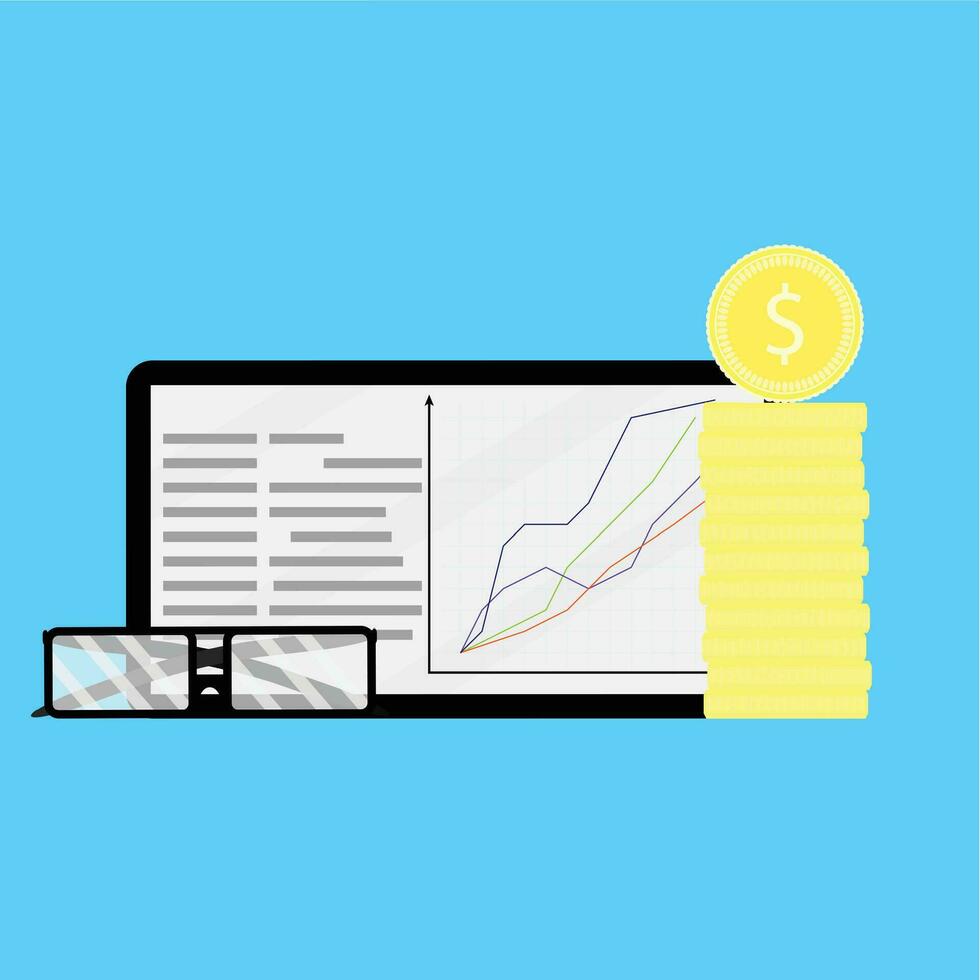 Growth of shares on financial market. Growth financial share stock market, finance money vector illustration, information rate and index value