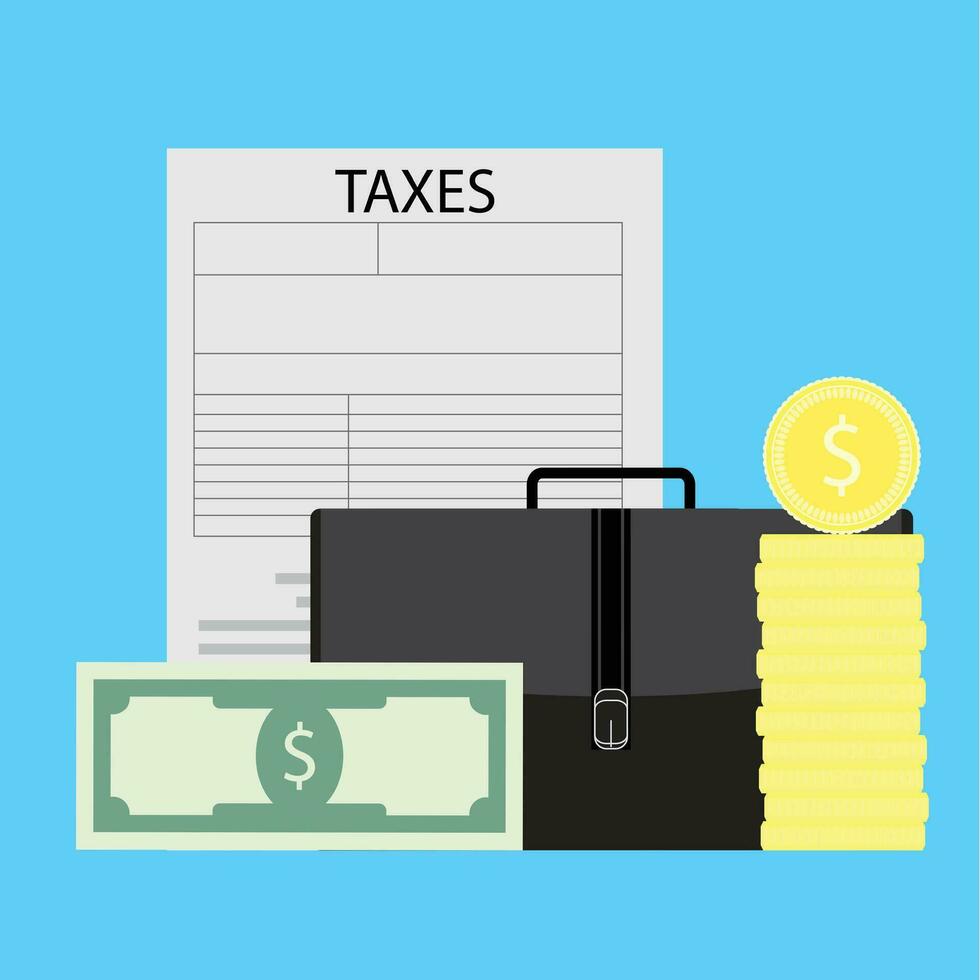 Taxation of business entrepreneurs. Pay tax money, vector finance tax audit illustration