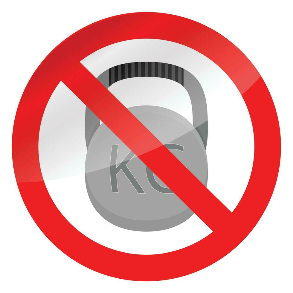 Symbol of concept of calisthenics. No iron and equipment weight training, banned and forbidden sign for gym. Vector illustration