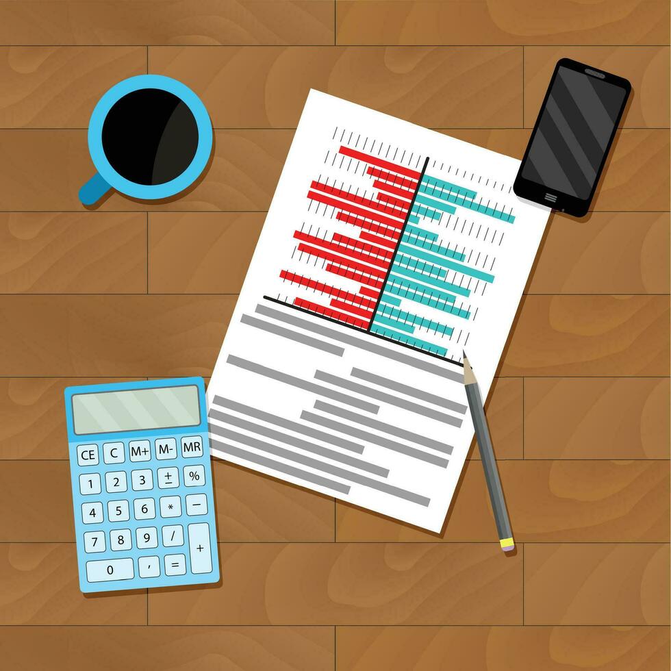 Research finance chart, vector review financial flowchart, organization and planning illustration