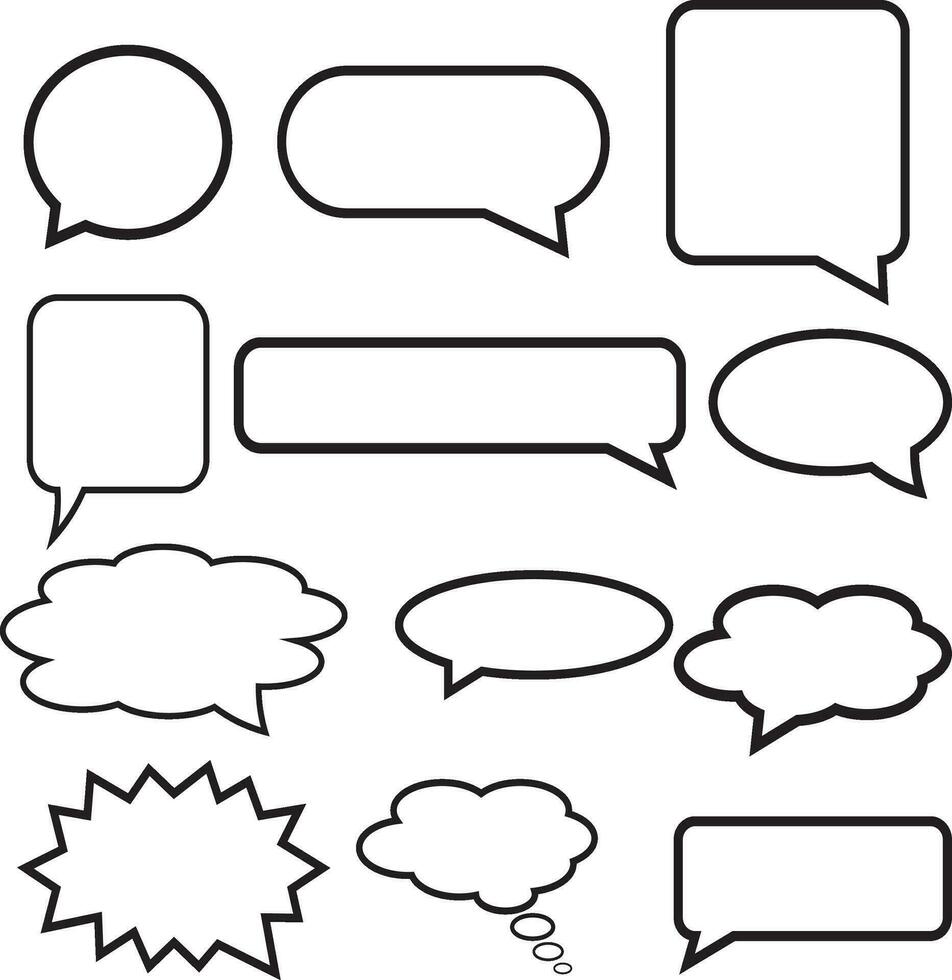 Set of speech bubbles, chat icon vector, thought bubble style illustration. vector